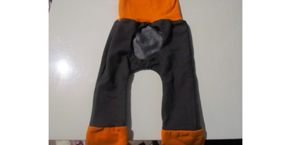Pantalon évolutif hublot Création M3- 0-12 mois- Jeans orange